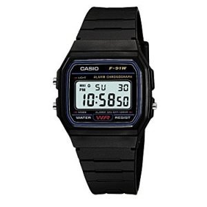 Casio casual black resin digital watch F91W
