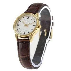 Casio Women's Quartz Gold Tone Stainless Steel Brown Leather Watch LTPV005GL-7A