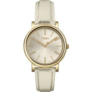 Timex Originals Small Metallic Leather Strap Champagne Dial T2P32
