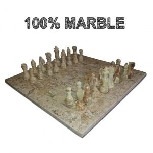 JT Handmade Fossil Coral and Onyx Marble Chess Set Game Original -15 inches