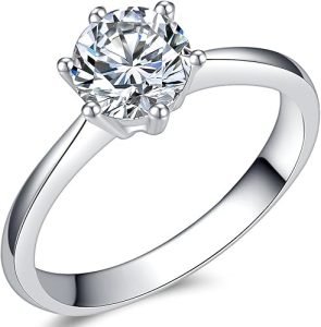Classical Stainless Steel Solitaire Wedding Engagement Proposal Statement Ring