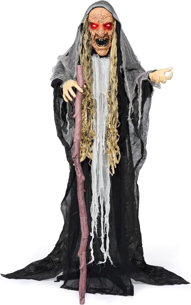 Standing Hunchback Witch with Light Creepy Sound Decor